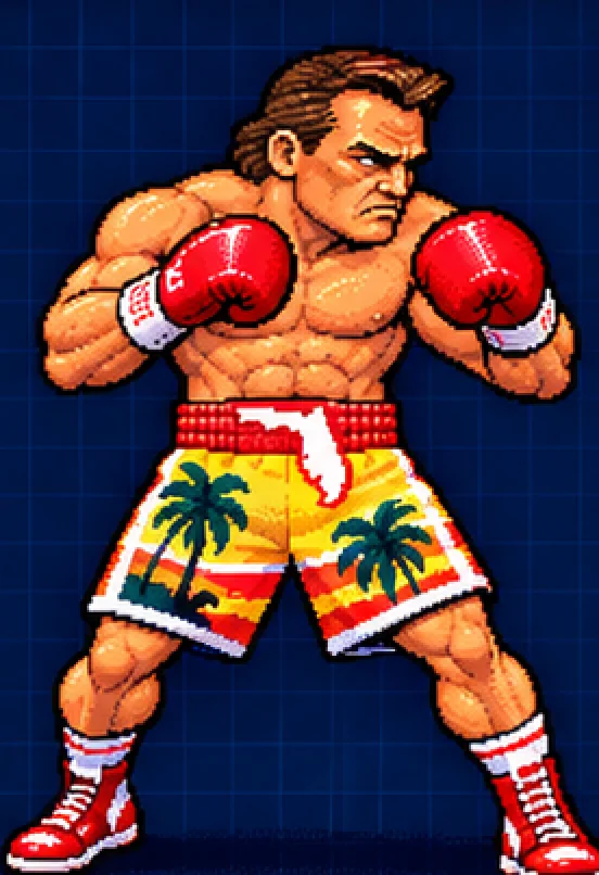 Florida Ron, Middleweight contender, in his fighting stance.