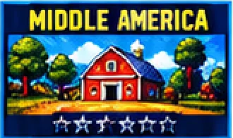 Middle America arena, a red barn under open sky