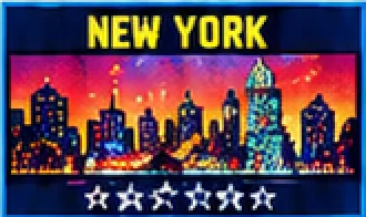 New York arena, skyline lit over the ring